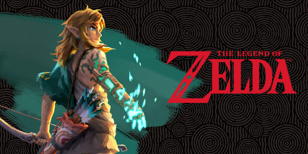 Link, o herói de The Legend of Zelda, erguendo a lendária Master Sword.