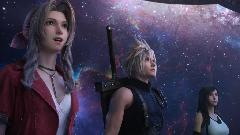 Cloud Strife, protagonista de Final Fantasy VII, empunhando sua espada gigante.