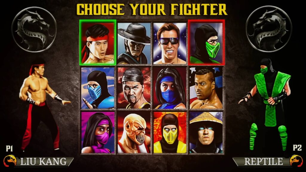 Tela de escolha dos personagens de Mortal Kombat 2