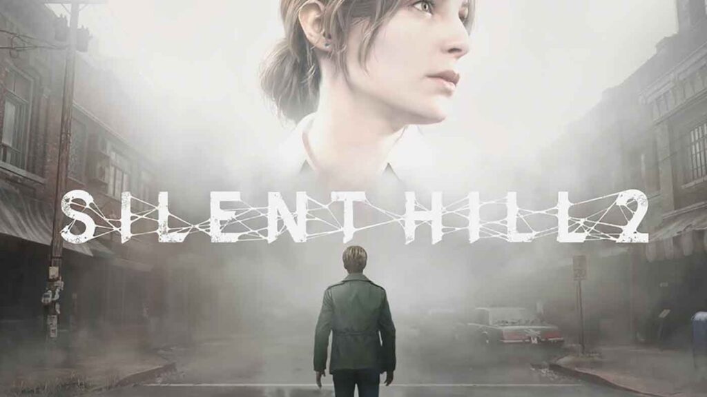 Imagem de Silent Hill 2 com James Sunderland de costa centralizado na capa