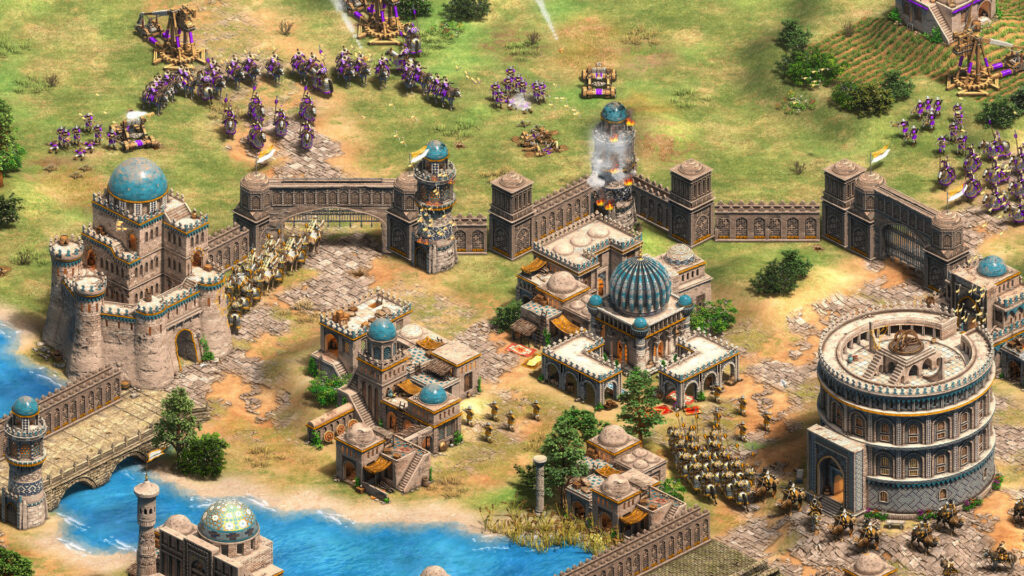 Exércitos medievais em combate no jogo Age of Empires II