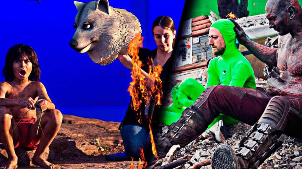 Bastidores da produção mostrando tecnologia de motion capture e efeitos especiais em universos cinematográficos