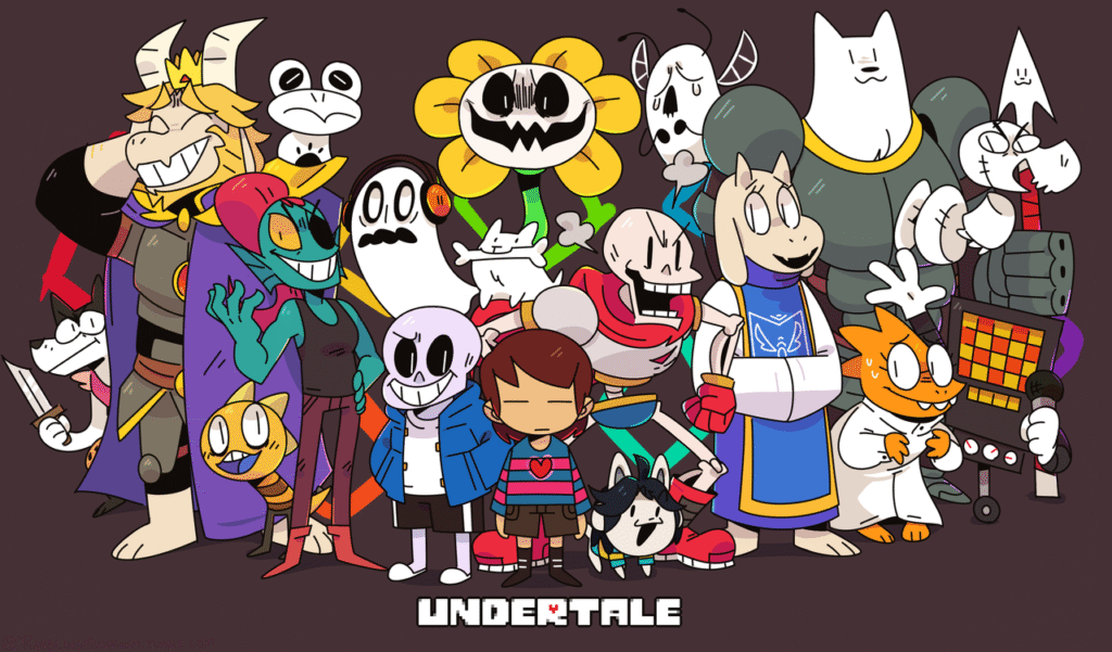 Imagem de Undertale com seus repletos personagens