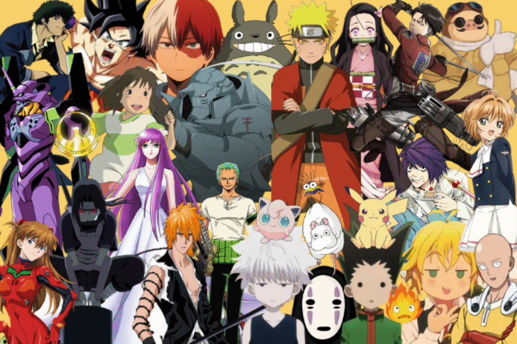 Montagem com personagens principais dos animes mais populares de 2025