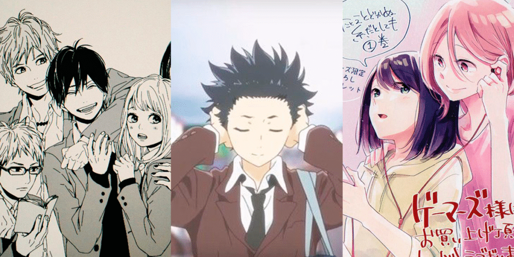 pôsteres de animes sobre depressão que abordam temas de saúde mental e superação