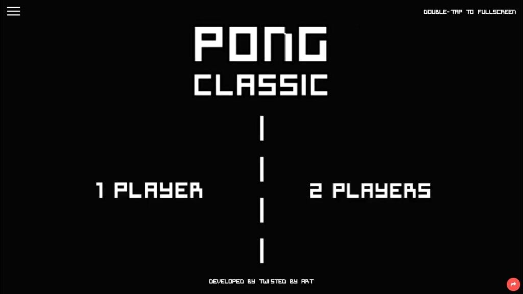 Tela do jogo Pong de 1972, mostrando dois retângulos brancos e uma bolinha, representando o início da evolução gráfica nos videogames