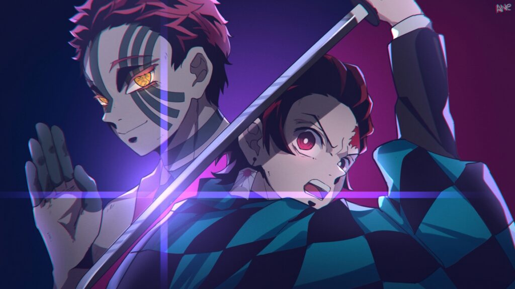 Personagem de Demon Slayer em ação